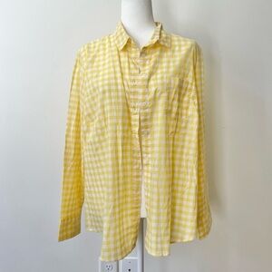 J. Crew Yellow and White Gingham Long Sleeve Button Up cotton Size 3X NWT